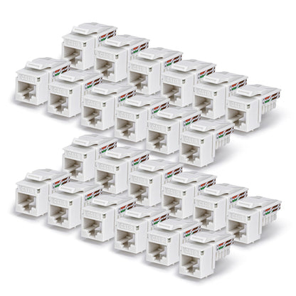 CAT6 UTP KEYSTONE JACK 24-PACK 90-DEGREE 110 PUNCH DOWN WHITE (C6KEY110WHE24PK)