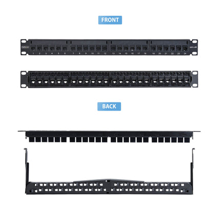1U FEED THROUGH PATCH PANEL 24 PORT WITH RJ45 INLINE COUPLERS (C6PANELUTP241UFT)