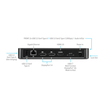 USB-C DISPLAYPORT ALT. MODE DOCKING STATION W/ 85W POWER GREY
