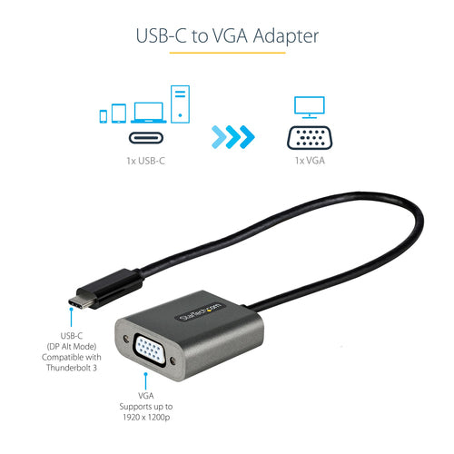 12IN USB C TO VGA ADPTER DONGLE USB TYPE C TO VGA VIDEO CONVERTER