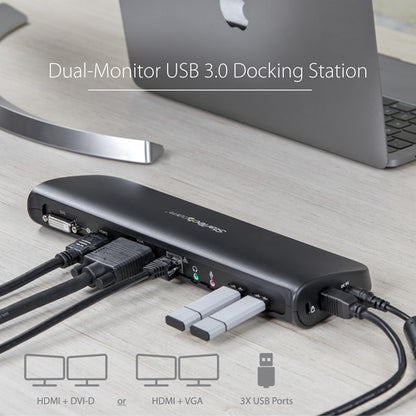 USB 3.0 DOCKING STATION UNIVERSAL DUAL MONITOR HDMI DVI VGA