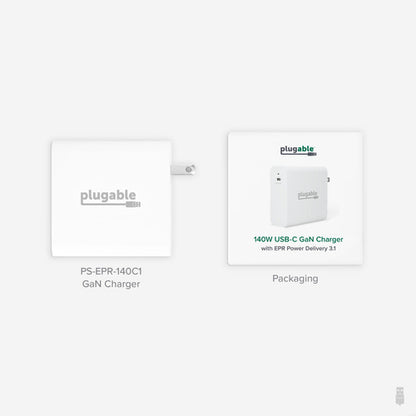PLUGABLE USBC 140W WALL CHARGER USBC PD 3.1 GAN POWER ADAPTER 140W