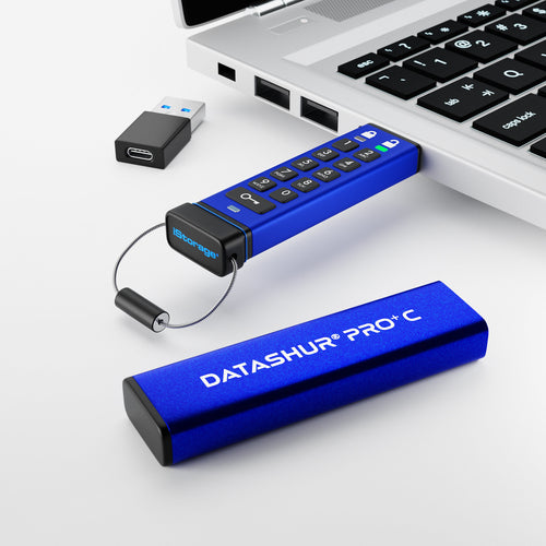 256GB DATASHUR PRO+C FIPS 140-3 SECURE PIN PROTECTED USB DRIVE-TAA