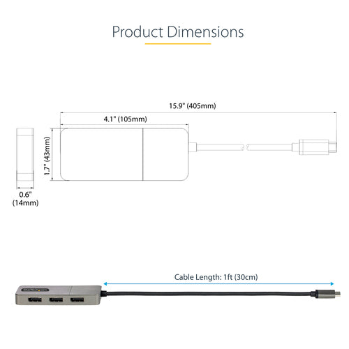 USB-C TO TRIPLE DP MST HUB DISPLAYPORT 1.4 4K 60HZ 1FT CABLE (MST14CD123DP)