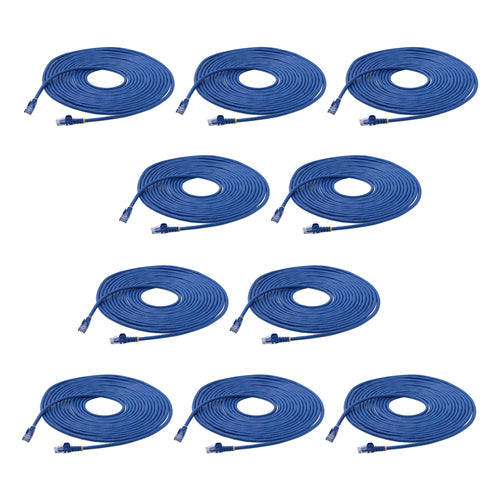25FT BLUE 10 PACK CAT6 CABLE SNAGLESS RJ45 UTP PATCH CABLE CORD