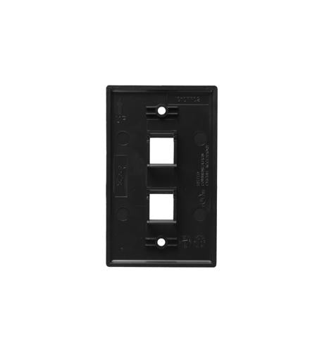 FACEPLATE, FLAT, 1-GANG, 2-PORT, BLACK