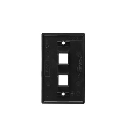 FACEPLATE, FLAT, 1-GANG, 2-PORT, BLACK