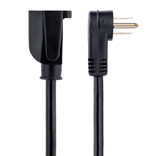1FT POWER EXTENSION CORD RIGHT ANGLE NEMA 5-15P TO 5-15R FLAT PLUG