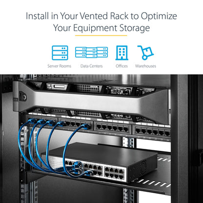 2-PACK 1U SERVER RACK SHELF - VENTED RACKMOUNT TRAY 44LB/10IN