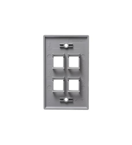 FACEPLATE, FLAT, 1-GANG, 4-PORT, GRAY