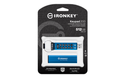 512GB IRONKEY KEYPAD 200 FIPS 140-3 LVL 3 PENDING AES-256 ENCRYPT