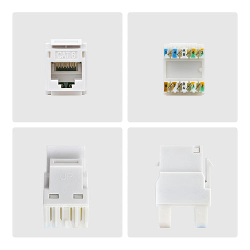 CAT6 UTP KEYSTONE JACK 24-PACK 180-DEGREE 110 PUNCH DOWN WHITE