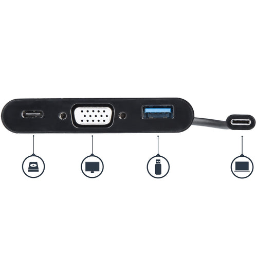 USB C MULTIPORT ADAPTER 60W PD VGA USBC MINI TRAVEL DOCK W/ USB