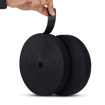 15.2M HOOK AND LOOP ROLL BLACK 1IN (2.5CM) WIDE (HKLP5010B)