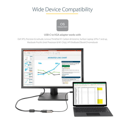 12IN USB C TO VGA ADPTER DONGLE USB TYPE C TO VGA VIDEO CONVERTER