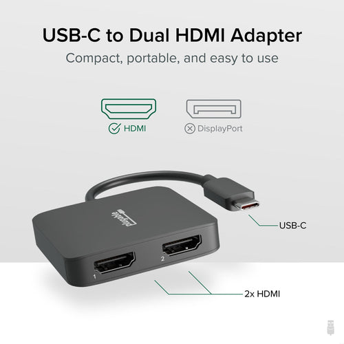 PLUGABLE USBC DUAL HDMI ADAPTER USB-C DUAL 4K HDMI DISPLAY ADAPTER