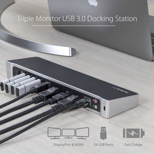 USB 3.0 DOCKING STATION UNIVERSAL TRIPLE MONITOR HDMI DP