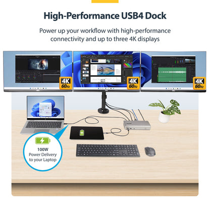 TRIPLE-MONITOR USB4 DOCK - USB-C DOCK 4K 60HZ 100W CHARGING