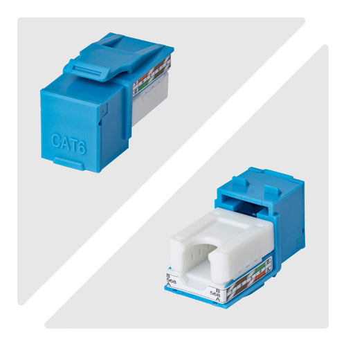 CAT6 UTP KEYSTONE JACK 24-PACK 90-DEGREE 110 PUNCH DOWN BLUE (C6KEY110BL24PK)