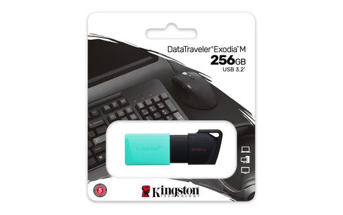 256GB USB3.2 GEN1 DATATRAVELER EXODIA M BLACK+ TEAL (DTXM/256GB)