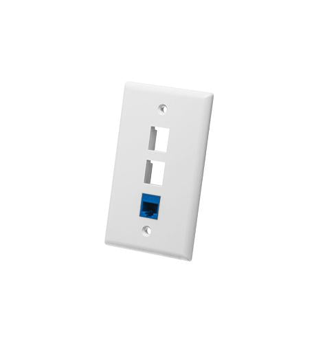 FACEPLATE, FLAT, 1-GANG, 3-PORT, WHITE