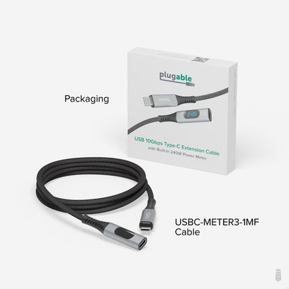 PLUGABLE USB-C EXTENSION CABLE EXTENSION CABLE W 240W POWER METER