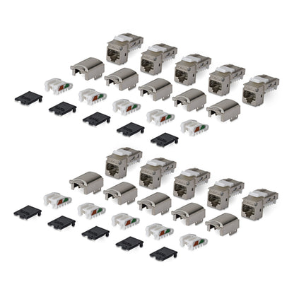 CAT6A STP KEYSTONE JACK 10-PACK 90-DEGREE/TOOLLESS/SHIELDED