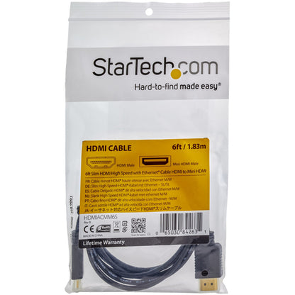 6FT MINI HDMI TO HDMI CABLE M/M HIGH SPEED SLIM HDMI ADAPTER/CORD
