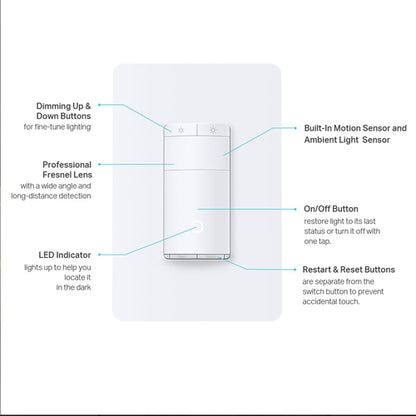 KASA SMART WI-FI DIMMER SWITCH MOTION-ACTIVATED