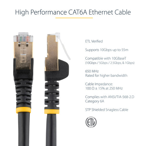 10FT BLACK CAT6A ETHERNET CABLE SNAGLESS RJ45 UTP PATCH CABLE CORD