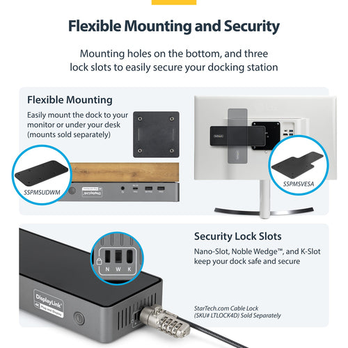 TRIPLE-MONITOR DOCKING STATION 4K 60HZ HDMI/DISPLAYPORT TAA