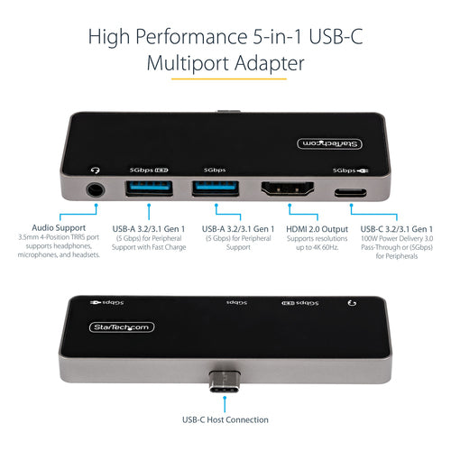 USB C MULTIPORT ADAPTER 100W PD 4K HDMI USB HUB MINI TRAVEL DOCK