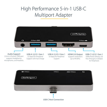 USB C MULTIPORT ADAPTER 100W PD 4K HDMI USB HUB MINI TRAVEL DOCK