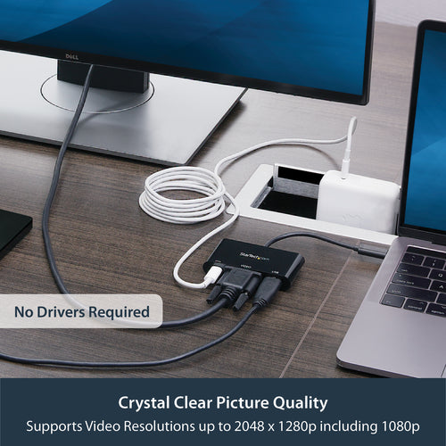USB C MULTIPORT ADAPTER 60W PD VGA USBC MINI TRAVEL DOCK W/ USB