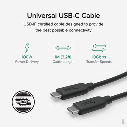 PLUGABLE USBC-C100 10 GBPS USB C TO USB C CABLE