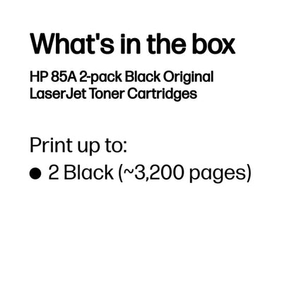 85A 2-PACK BLACK ORIGINAL LASERJET TONER CARTRIDGE