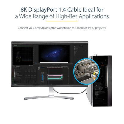 3FT 8K DISPLAYPORT 1.4 CABLE DP 1.4 HBR3 VIDEO CORD VESA CERTIFIED