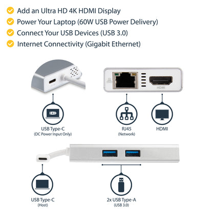 USB C MULTIPORT ADAPTER 60W PD 4K HDMI USB HUB MINI TRAVEL DOCK