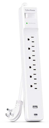 CYBERPOWER CSP604UCW SURGE 1500J 4 CORD USB-AC WHITE
