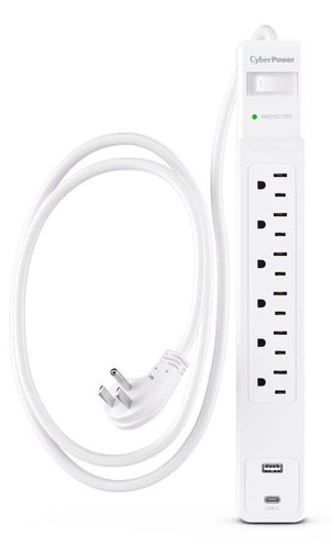 CYBERPOWER CSP604UCW SURGE 1500J 4 CORD USB-AC WHITE