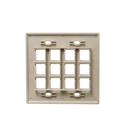 FACEPLATE, FLAT, 2-GANG, 12-PORT, IVORY