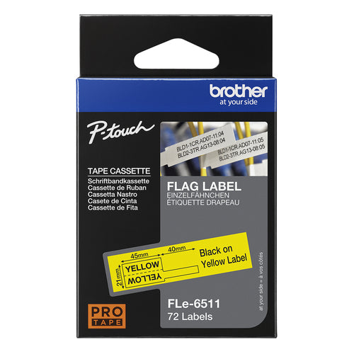 1PK 0.82X1.7IN 0.41X1.7IN FOLD POLYP FLAG BLACKINK YELLOW 72LABL