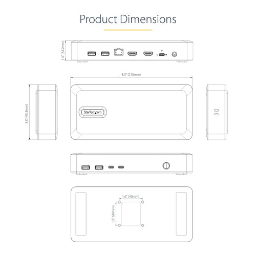 USB4 DOCKING STATION DUAL HDMI 4K 60HZ USB-C 40GBPS 6X USB