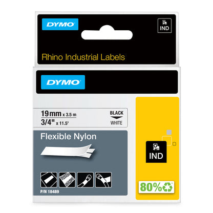 RHINOPRO 3/4IN WHITE FLEXIBLE NYLON LABELS