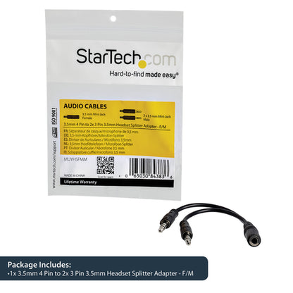 3.5MM AUDIO AND MICROPHONE HEAD SET SPLITTER ADAPTER 3PIN F/M (MUYHSFMM)