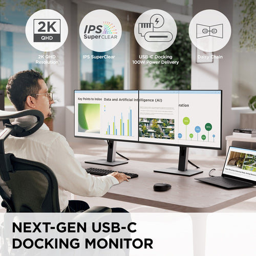 27IN IPS ERGONOMIC DOCKING MONITOR WITH 1440P 100W USB-C RJ45