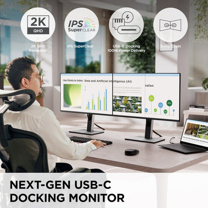 27IN IPS ERGONOMIC DOCKING MONITOR WITH 1440P 100W USB-C RJ45