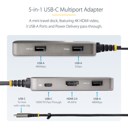 USB-C MULTIPORT ADAPTER HDMI 4K - 3-PORT USB HUB MINI HUB