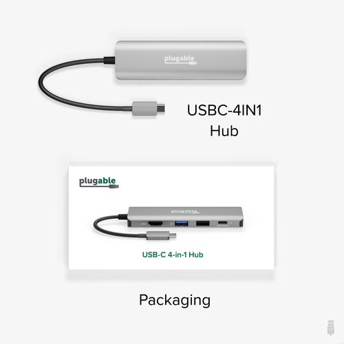 PLUGABLE USB-C 4-IN-1 HUB HDMI USB-C 4-IN-1 HUB 100W PASS-THROUGH