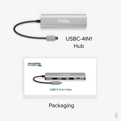 PLUGABLE USB-C 4-IN-1 HUB HDMI USB-C 4-IN-1 HUB 100W PASS-THROUGH